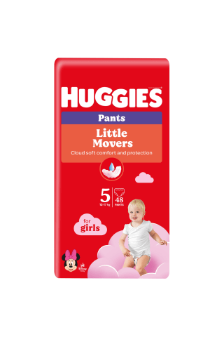 Sauskelnės-kelnaitės HUGGIES GIRLS (5) 12-17 kg, 44 vnt.