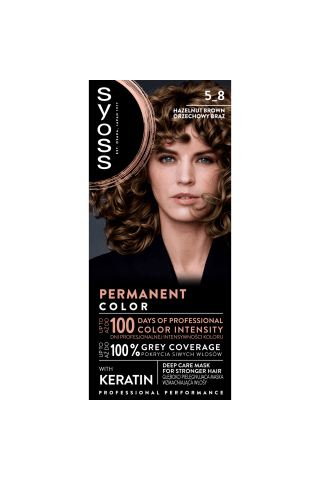 Matu krāsa Syoss color 5-8 riekstu brūns