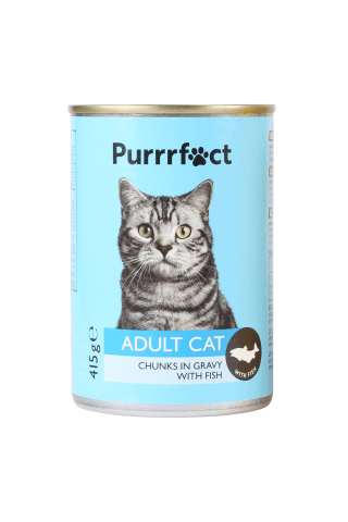 Konservuotas ėdalas katėms su žuvimi PURRRFECT, 415 g