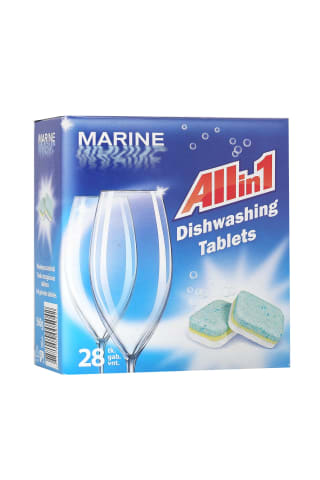 Tabletės automatinėms indaplovėms MARINE ALL IN 1 Septyni viename, 28 vnt, 560 g