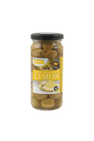 Zaļās olīvas Rimi ar citron. 235/142 g