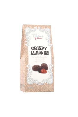 Dražė traškūs migdolai su pieniniu šokoladu, padengti cukraus pudra SELECTION BY RIMI, 100 g