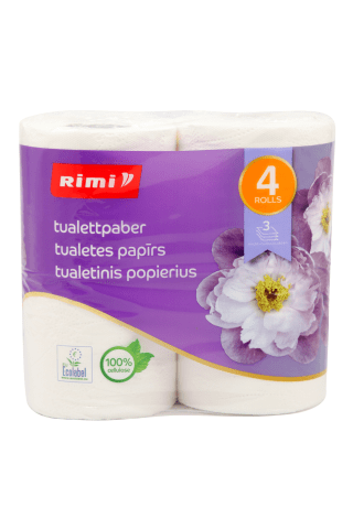 Tualetinis popierius RIMI 3 sluoksnių 4 ritinėliai