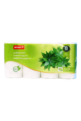 Tualetinis popierius RIMI ALOE 3 sluoksnių, 8 ritinėliai