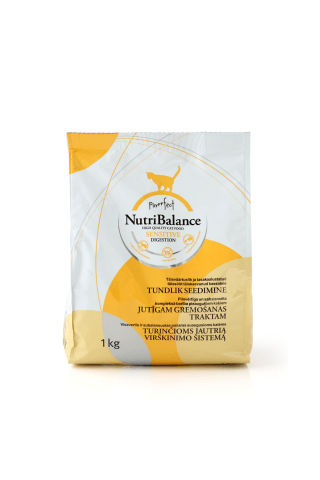 Sausas kačių ėdalas jautriai virškinimo sistemai NUTRIBALANCE, 1 kg