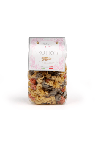 Makaroni Selection by Rimi Trottole Tricolor pasta ar tomātiem un baziliku 500g