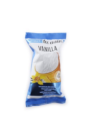 Vanilės skonio valgomieji ledai vafliniame indelyje RIMI 120ML