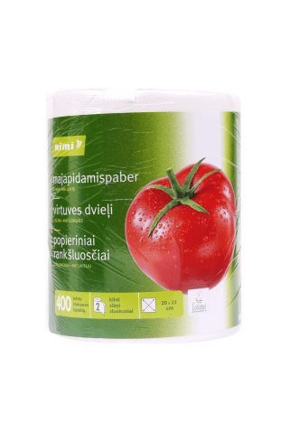 Papīra dvielis Rimi 400sloksnes, 2slāņi, 1rullis
