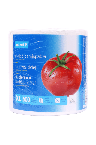 Papīra dvielis Rimi 600sloksnes, 2slāņi, 1rullis
