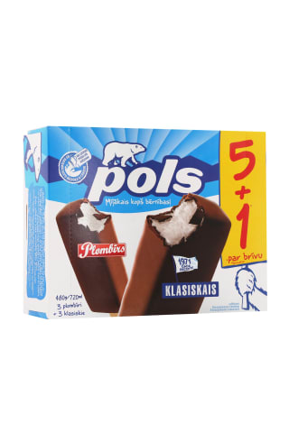 Saldējums Pols plombīrs+klasiskais 3+3 720ml