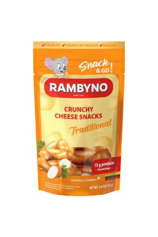 Kausēta kūpināta siera uzkoda rambyno ar dabīgu garšu 45%, 75g