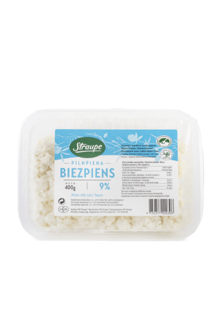 Pilnpiena biezpiens Straupe 9% 400g