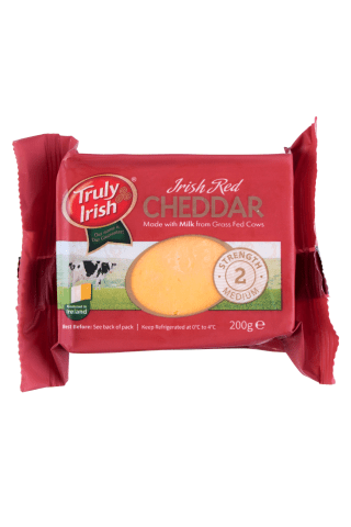 Airiškas raudonasis čederio sūris truly irish, 50 % riebumo sausoje medžiagoje, 200 g