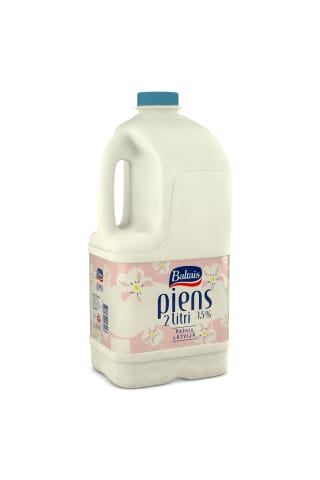 Piens Baltais pudelē 1,5% 2l